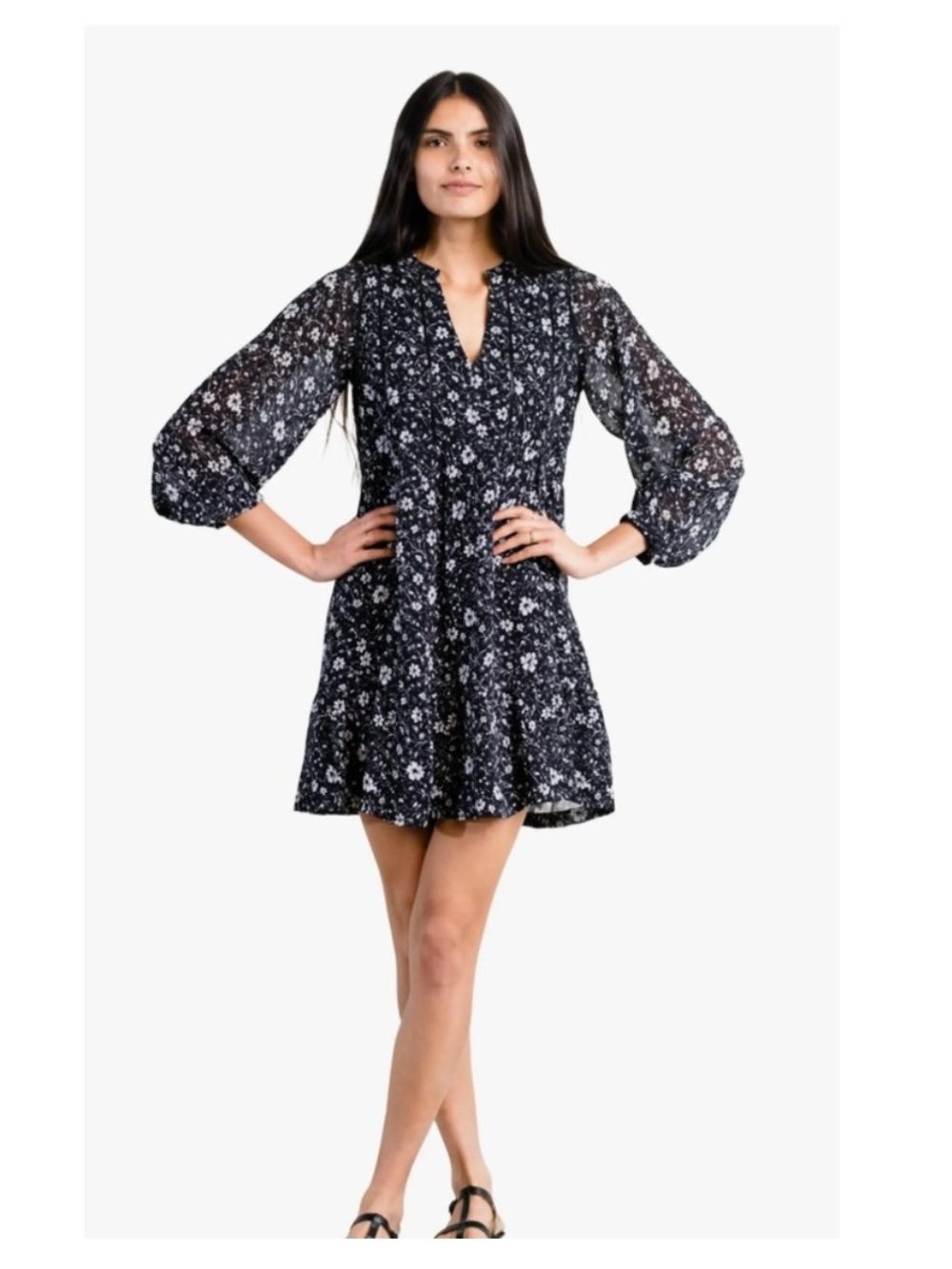 Able Black & White Floral Dress | S